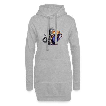Un chaton gris devant une magnifique tasse de lait - Sweat-shirt à capuche long Femme - gris chiné - Devant