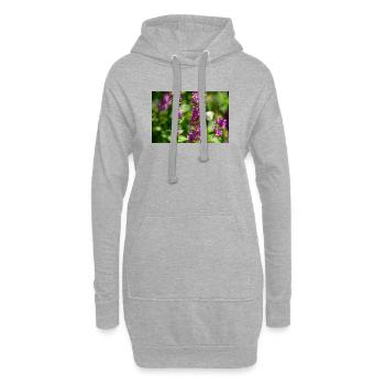 Blüte mit Schmetterling - Hoodie-Kleid - Grau meliert - Vorne