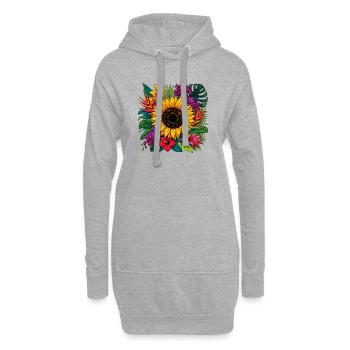 Fleur tropicale de tournesol - Sweat-shirt à capuche long Femme - gris chiné - Devant