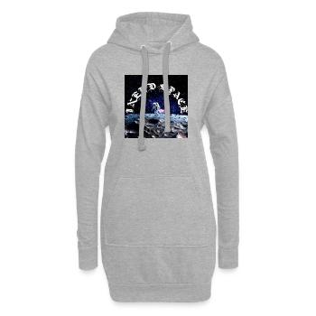 Astronaute sur l’arc lunaire Texte cosmique - Sweat-shirt à capuche long Femme - gris chiné - Devant