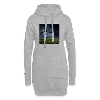 Midnight Branch with Crow - Hoodie Dress - heather grey - Front