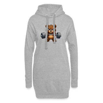 Entraînement de musculation Bear avec haltères - Sweat-shirt à capuche long Femme - gris chiné - Devant