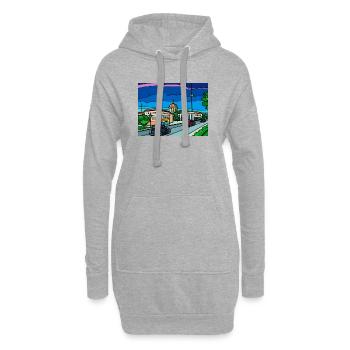 Scène rétro de rue urbaine - Sweat-shirt à capuche long Femme - gris chiné - Devant