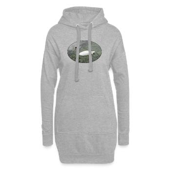 Un cygne nageant. - Sweat-shirt à capuche long Femme - gris chiné - Devant
