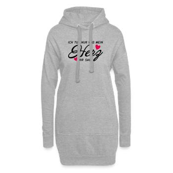 Ich tue nur was mein Herz mir sagt Shirt - Hoodie-Kleid - Grau meliert - Vorne