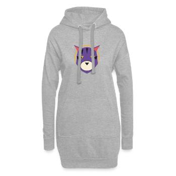 Tête de Loup Violet Géométrique - Sweat-shirt à capuche long Femme - gris chiné - Devant