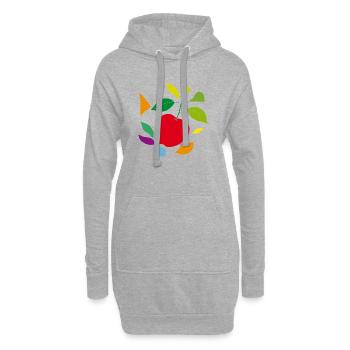 Minimalistischer Apfel mit Blättern - Hoodie-Kleid - Grau meliert - Vorne