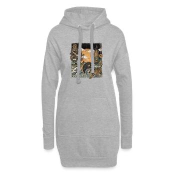 Asiatisches Boxen - Hoodie-Kleid - Grau meliert - Vorne