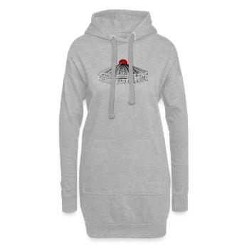 Typographie Kanji de l’Aïkido Japon Fujiyama Sun - Sweat-shirt à capuche long Femme - gris chiné - Devant