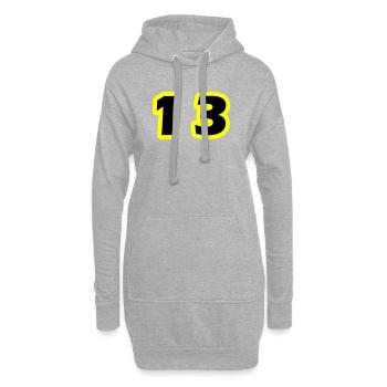 Symbole numérique 13 - Sweat-shirt à capuche long Femme - gris chiné - Devant