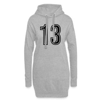 Symbole numérique 13 - Sweat-shirt à capuche long Femme - gris chiné - Devant