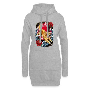 Golden Retriever im Japan Tattoo Stil - Hoodie-Kleid - Grau meliert - Vorne