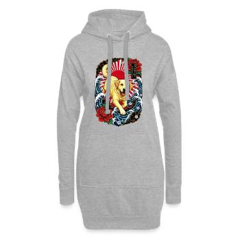 Labrador Retriever im Japan Tattoo Stil - Hoodie-Kleid - Grau meliert - Vorne