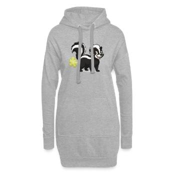 Dessin animé de moufette qui souffle - Sweat-shirt à capuche long Femme - gris chiné - Devant