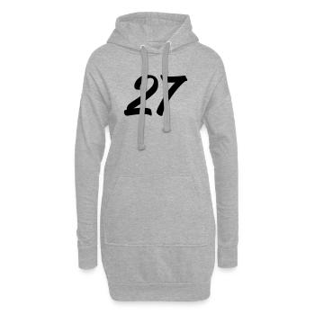 27 - Sweat-shirt à capuche long Femme - gris chiné - Devant
