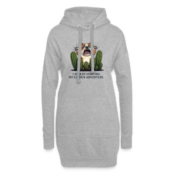 Commencer l’aventure dans le jardin - Sweat-shirt à capuche long Femme - gris chiné - Devant