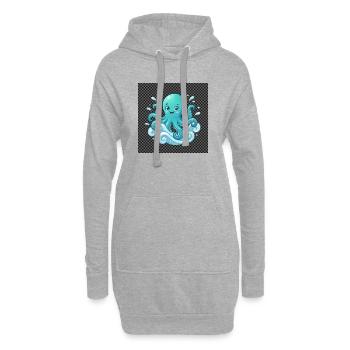Pieuvre joyeuse aux vagues - Sweat-shirt à capuche long Femme - gris chiné - Devant