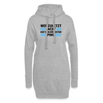 Wer zuletzt lacht höchsten Ping Gamer Shirt - Hoodie-Kleid - Grau meliert - Vorne