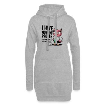 Hibou d’affaires en costume avec café - Sweat-shirt à capuche long Femme - gris chiné - Devant