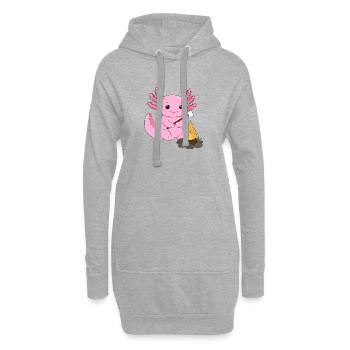 Axolotl rose grillant des guimauves au feu de camp – Sweet - Sweat-shirt à capuche long Femme - gris chiné - Devant