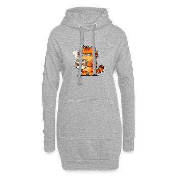 Mürrische Katze Kaffee Nope Spruch - Hoodie-Kleid - Grau meliert - Vorne