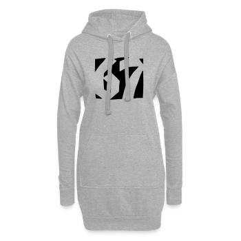67 Minimal Streetwear Design de tendance - Sweat-shirt à capuche long Femme - gris chiné - Devant