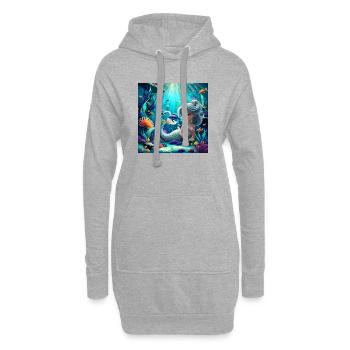 Sirène lumineuse parmi les coraux - Sweat-shirt à capuche long Femme - gris chiné - Devant