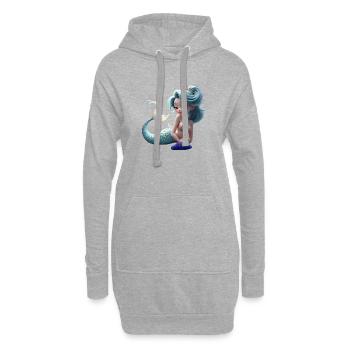 Reine des sirènes bleu corail - Sweat-shirt à capuche long Femme - gris chiné - Devant
