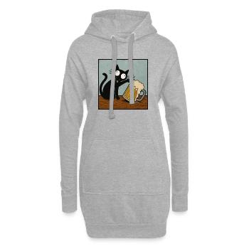 Chat de la bière, Amoureux de la bière, Boire de la bière, Chats - Sweat-shirt à capuche long Femme - gris chiné - Devant