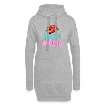 Musique rave Lèvres léopard Texte néon - Sweat-shirt à capuche long Femme - gris chiné - Devant