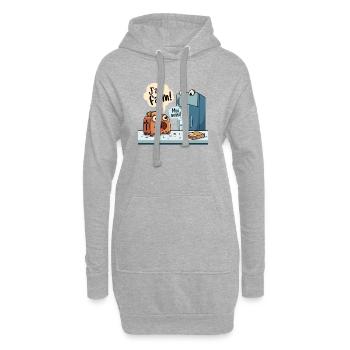 J'ai Faim Humour Grille-Pain Frigo - Sweat-shirt à capuche long Femme - gris chiné - Devant