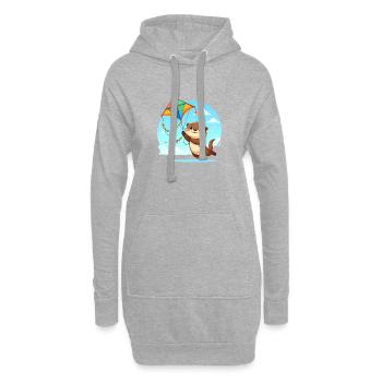 La loutre de Kawaii vole un dragon – Mignonne - Sweat-shirt à capuche long Femme - gris chiné - Devant