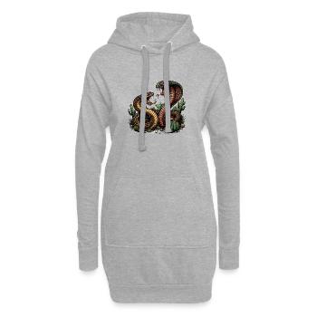 Deux serpents en colère - Sweat-shirt à capuche long Femme - gris chiné - Devant