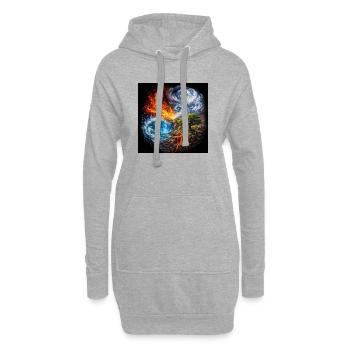 Les Éléments - Sweat-shirt à capuche long Femme - gris chiné - Devant