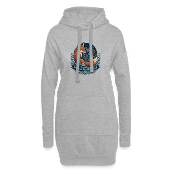 Wild & Wunderbar – Mystischer Fuchs - Hoodie-Kleid - Grau meliert - Vorne