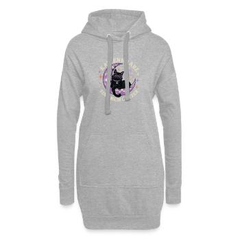 Katzenhaare sind mein Glitzer – Disco Katze - Hoodie-Kleid - Grau meliert - Vorne
