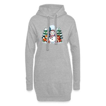 Bonhomme de neige douillet avec des amis d’hiver - Sweat-shirt à capuche long Femme - gris chiné - Devant