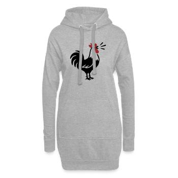 Logo de la ferme Rooster Crows - Sweat-shirt à capuche long Femme - gris chiné - Devant