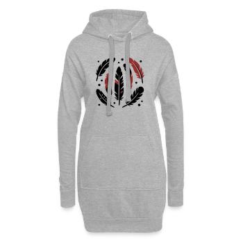 Logo du cercle de plumes d’oiseau - Sweat-shirt à capuche long Femme - gris chiné - Devant