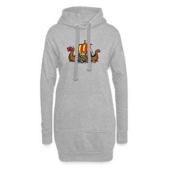 Viking Boat - Hoodie Dress - heather grey - Front