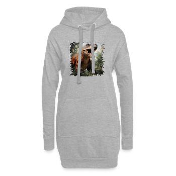 Un T Rex géant dans la jungle - Sweat-shirt à capuche long Femme - gris chiné - Devant