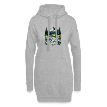 Accros à l’aventure : la pêche en rivière de montagne - Sweat-shirt à capuche long Femme - gris chiné - Devant