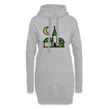 Œuvres d’art de la lune de l’église du village - Sweat-shirt à capuche long Femme - gris chiné - Devant