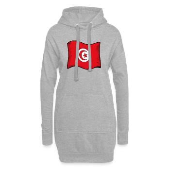 Tunisische Flagge  - Hoodie-Kleid - Grau meliert - Vorne