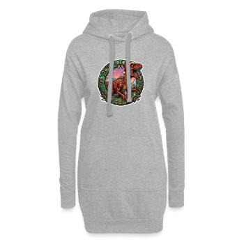 Couronne de Noël de Rapace - Festive de Dino - Sweat-shirt à capuche long Femme - gris chiné - Devant