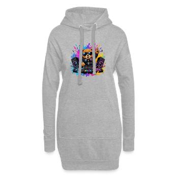 Teddy Bear DJ Neon Splash - Sweat-shirt à capuche long Femme - gris chiné - Devant