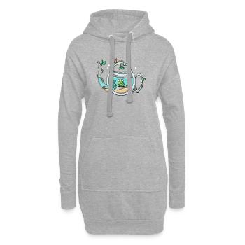 Grenouille de jardin en théière - Sweat-shirt à capuche long Femme - gris chiné - Devant