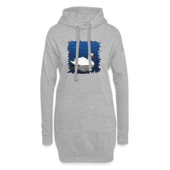 Cygne blanc sur l’eau bleue - Sweat-shirt à capuche long Femme - gris chiné - Devant