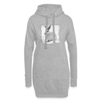 Lapin d’hiver dans la neige - Sweat-shirt à capuche long Femme - gris chiné - Devant