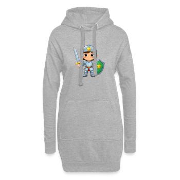 Chevalier de bande dessinée en armure de chevalier avec épée – Héros - Sweat-shirt à capuche long Femme - gris chiné - Devant